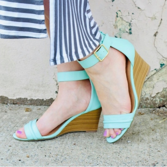 Charming Charlie Shoes - Charming Charlie Aqua Blue Wedges